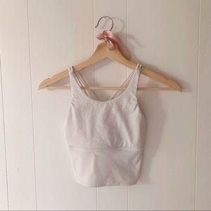 Longline white strappy sports bra